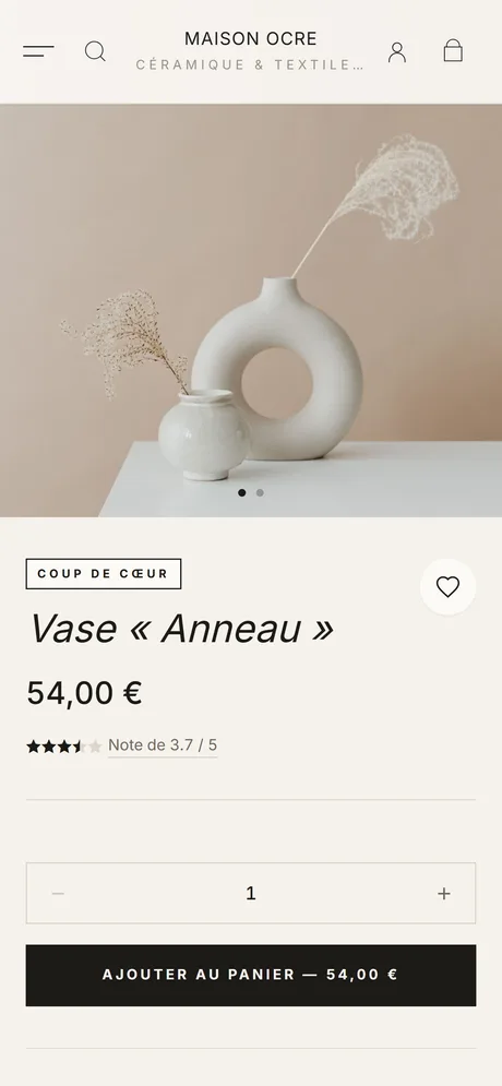 Fiche produit avec le thème Ivoire