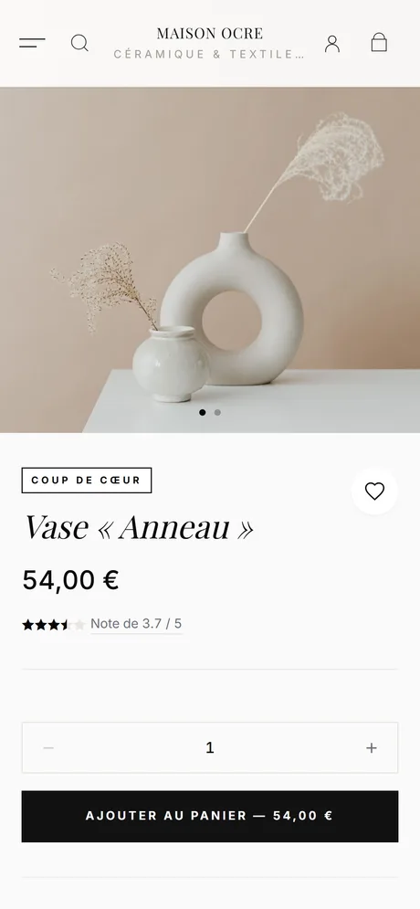 Fiche produit avec le thème Onyx