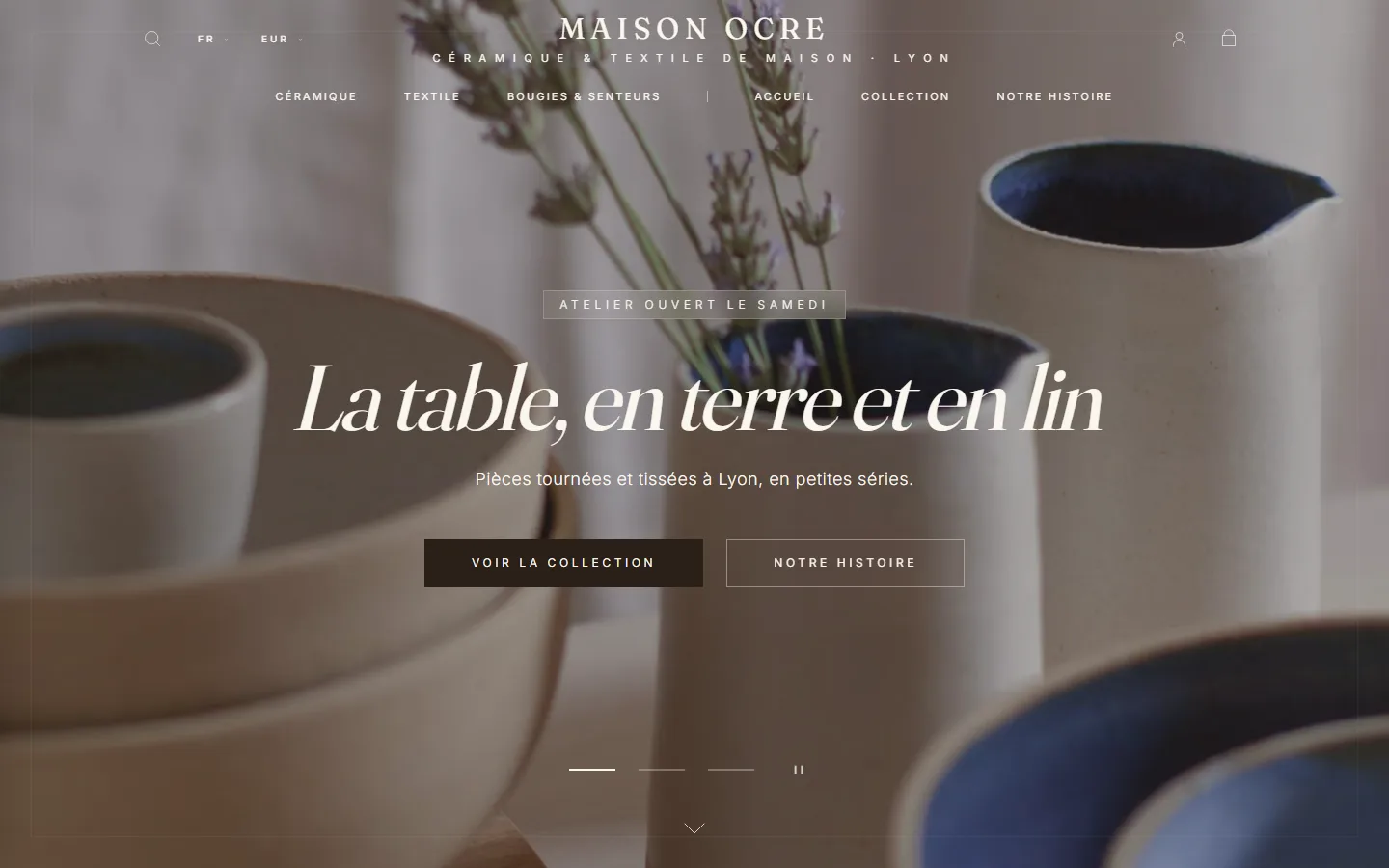 La vitrine de Maison Ocre, boutique de démonstration