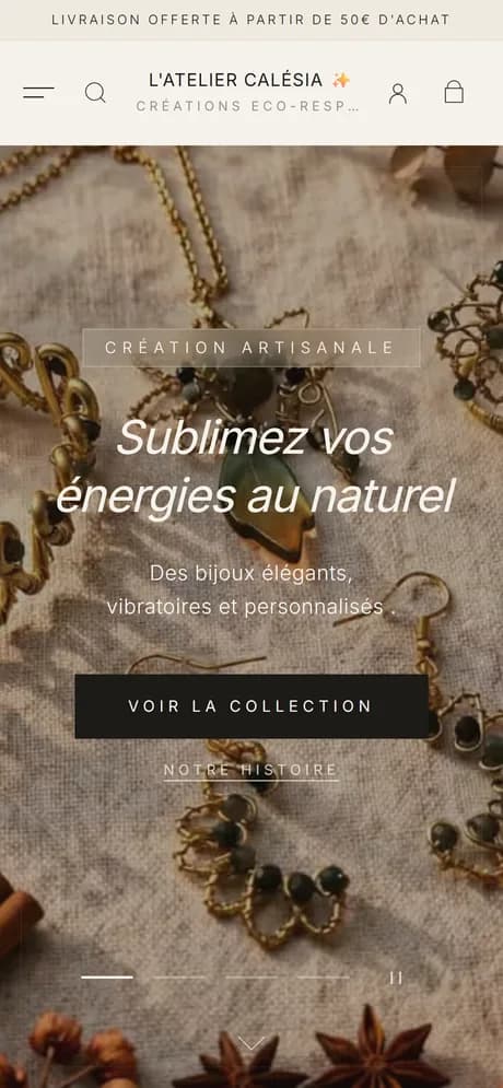 La boutique L'Atelier Calésia sur téléphone